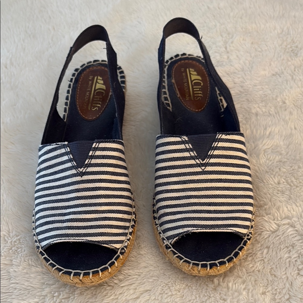 White Mountain Blue and White Espadrilles Classic Summer Style